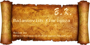 Balassovich Klarissza névjegykártya